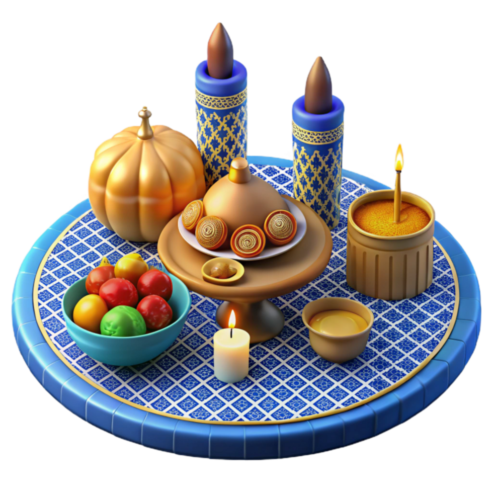 beautiful abstract Festive Table Setting with Candles, Sweets, and Fruit exclusive png