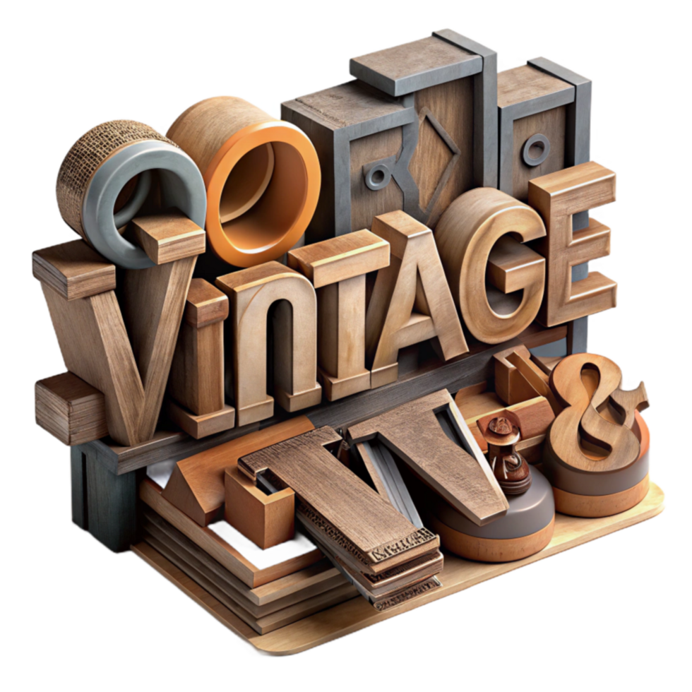 Vibrant contemporary vintage wood type design elements exclusive