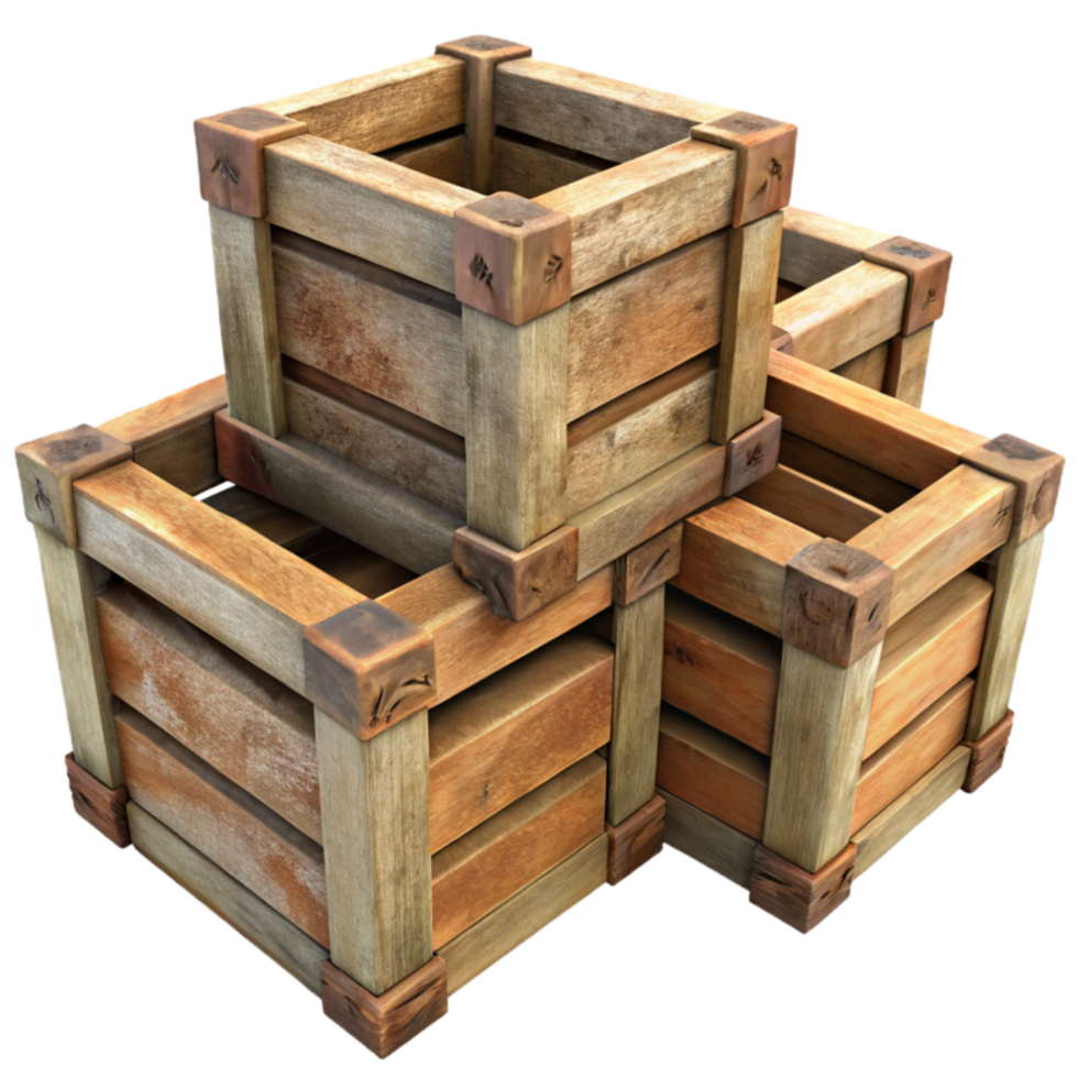 magnificent contemporary Stacked Wooden Crates Rustic Storage and Display authentic png
