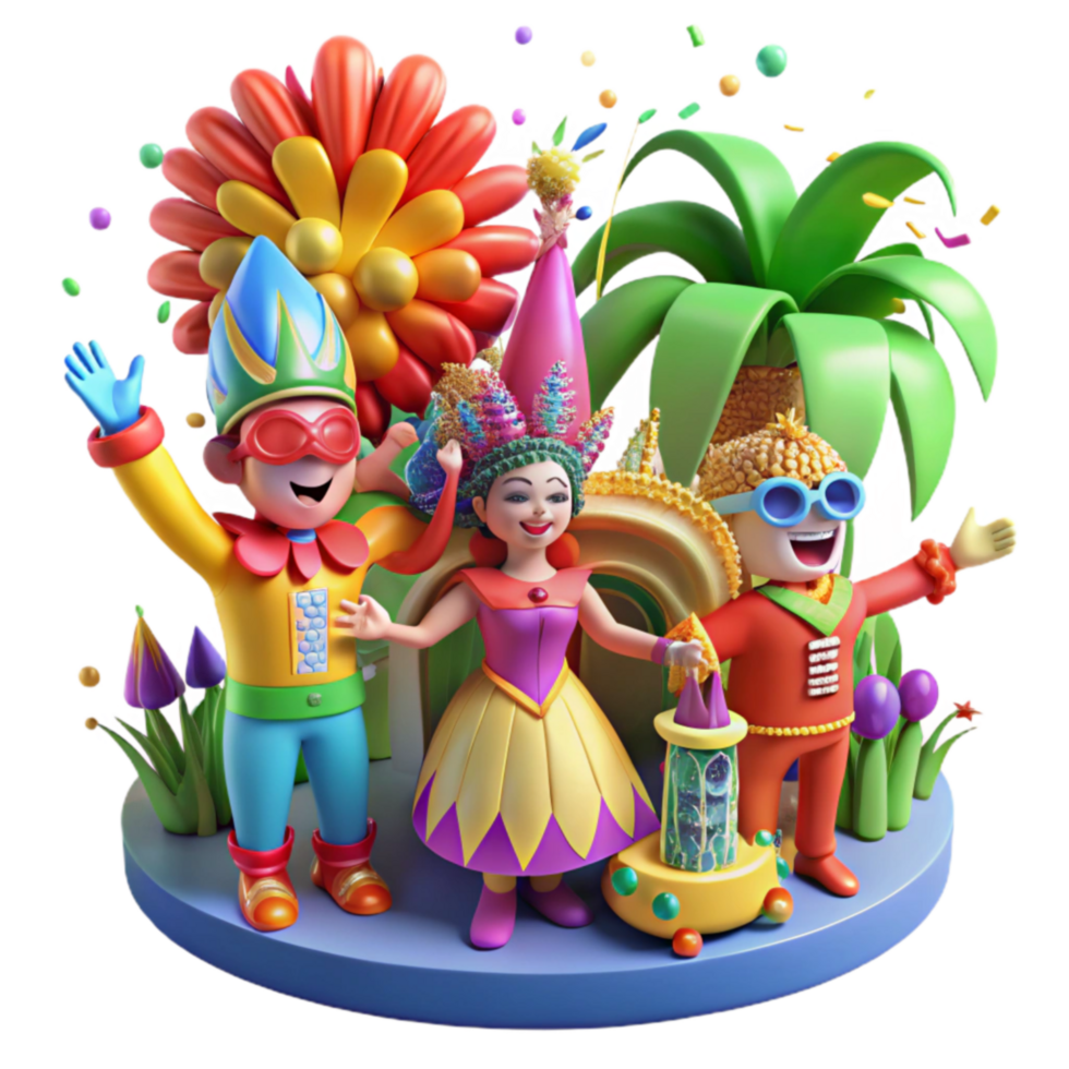 Vibrant Festival Characters 3D Render of Festive Celebration png