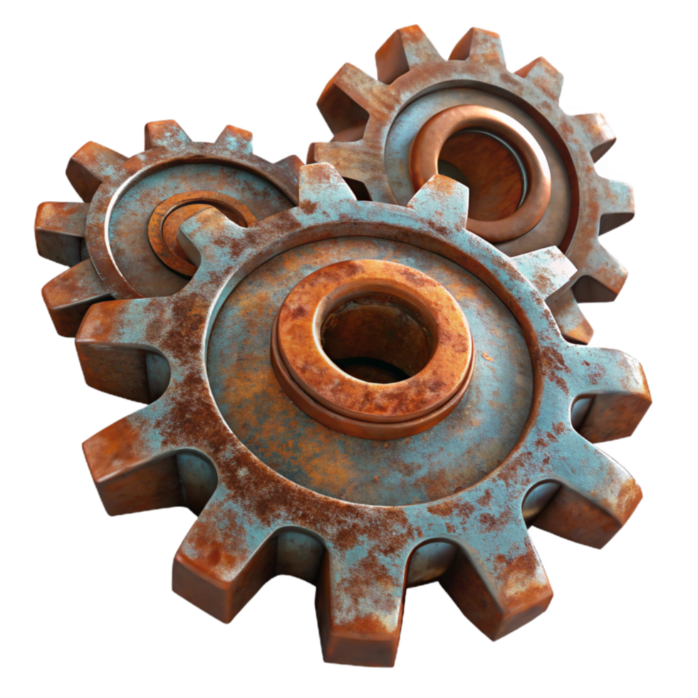 impressive rustic Rusty Gears Interlocking Metal Cogs high resolution png