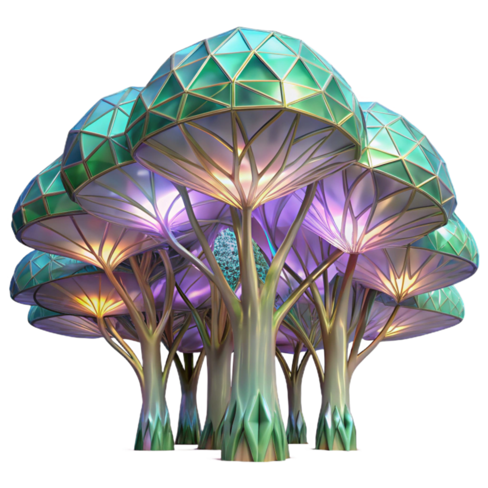 Luminous Geometric Forest Illuminated Canopy Structures png