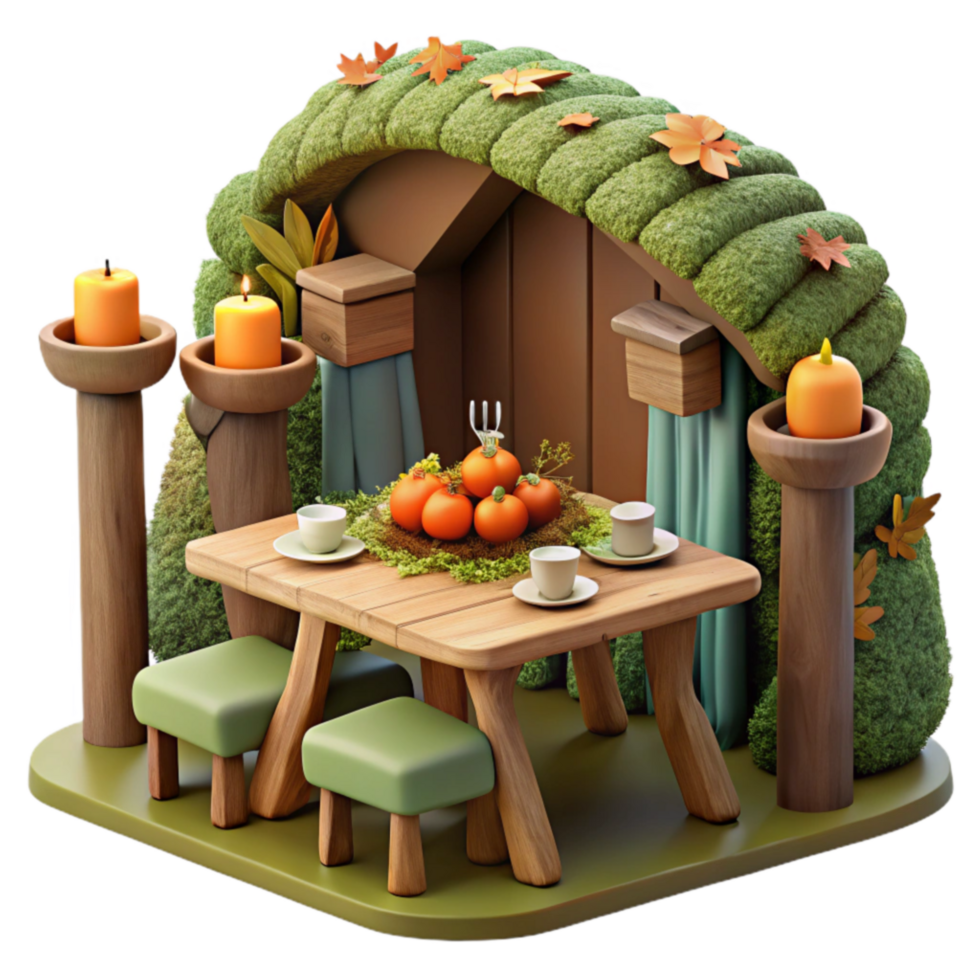 Autumnal Cottagecore Table Setting png