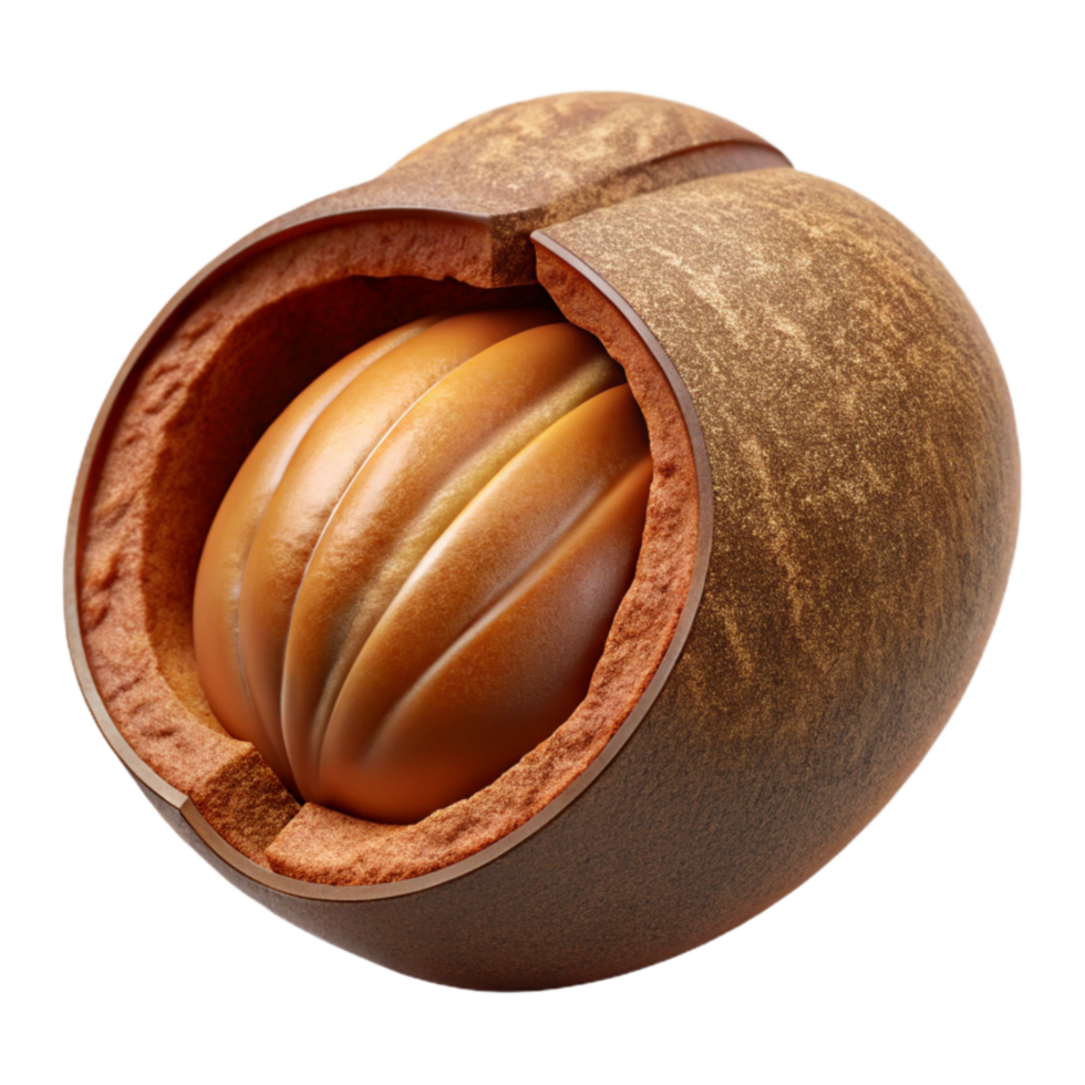 stunning artistic Cracked Open Nut, Seed Inside, Brown Shell, Close-up authentic png