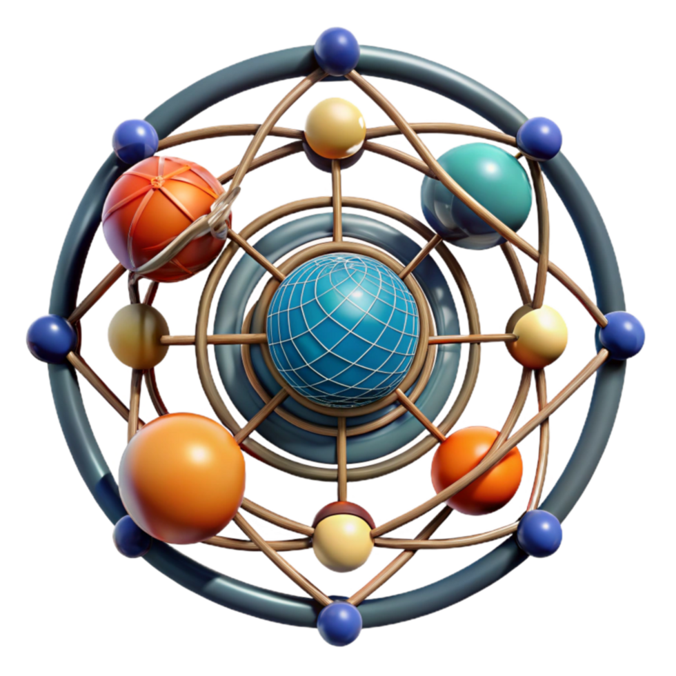 impressive minimalist Interconnected Planetary System A 3D Model authentic png
