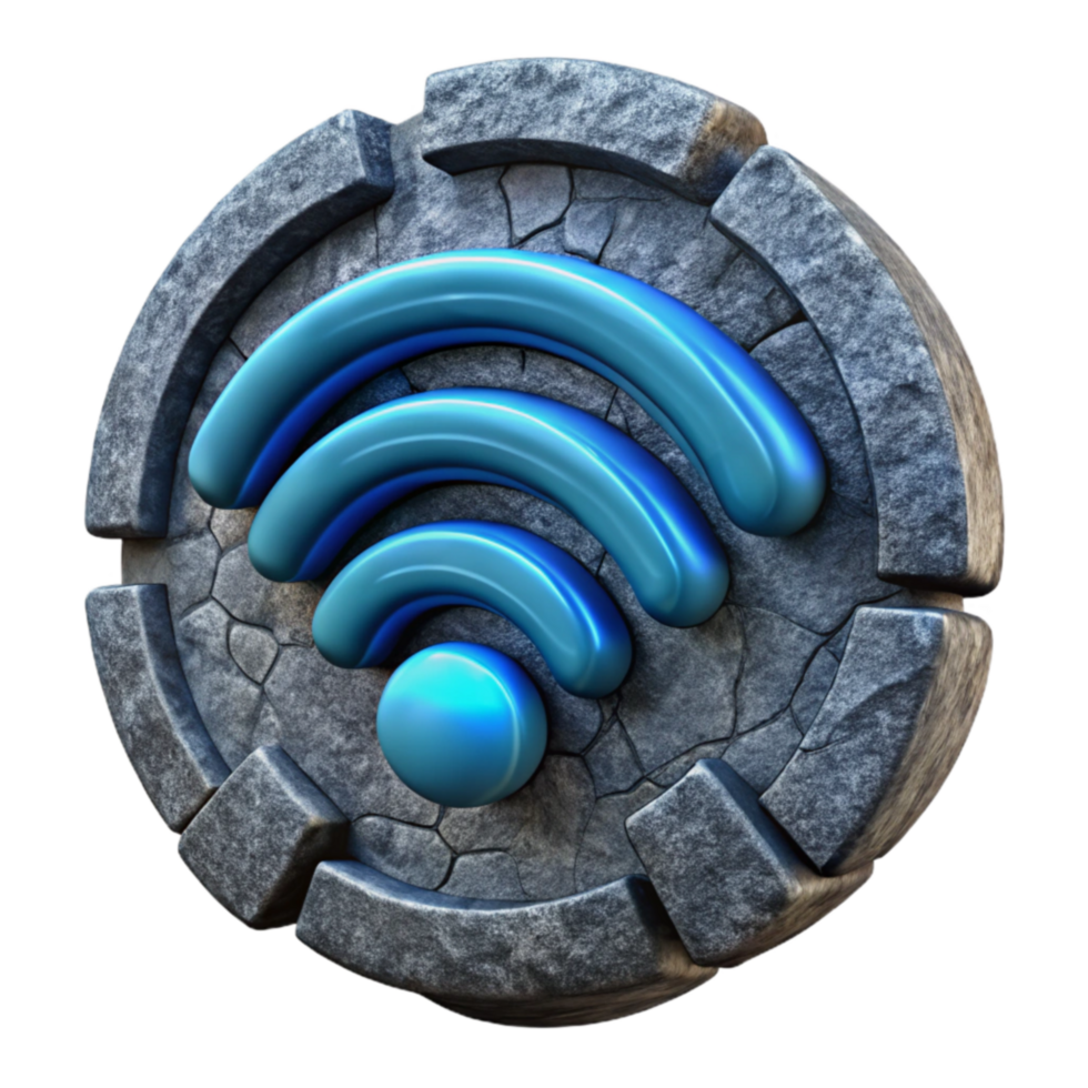dramatic abstract Stone Wifi Symbol Wireless Network Connectivity authentic png