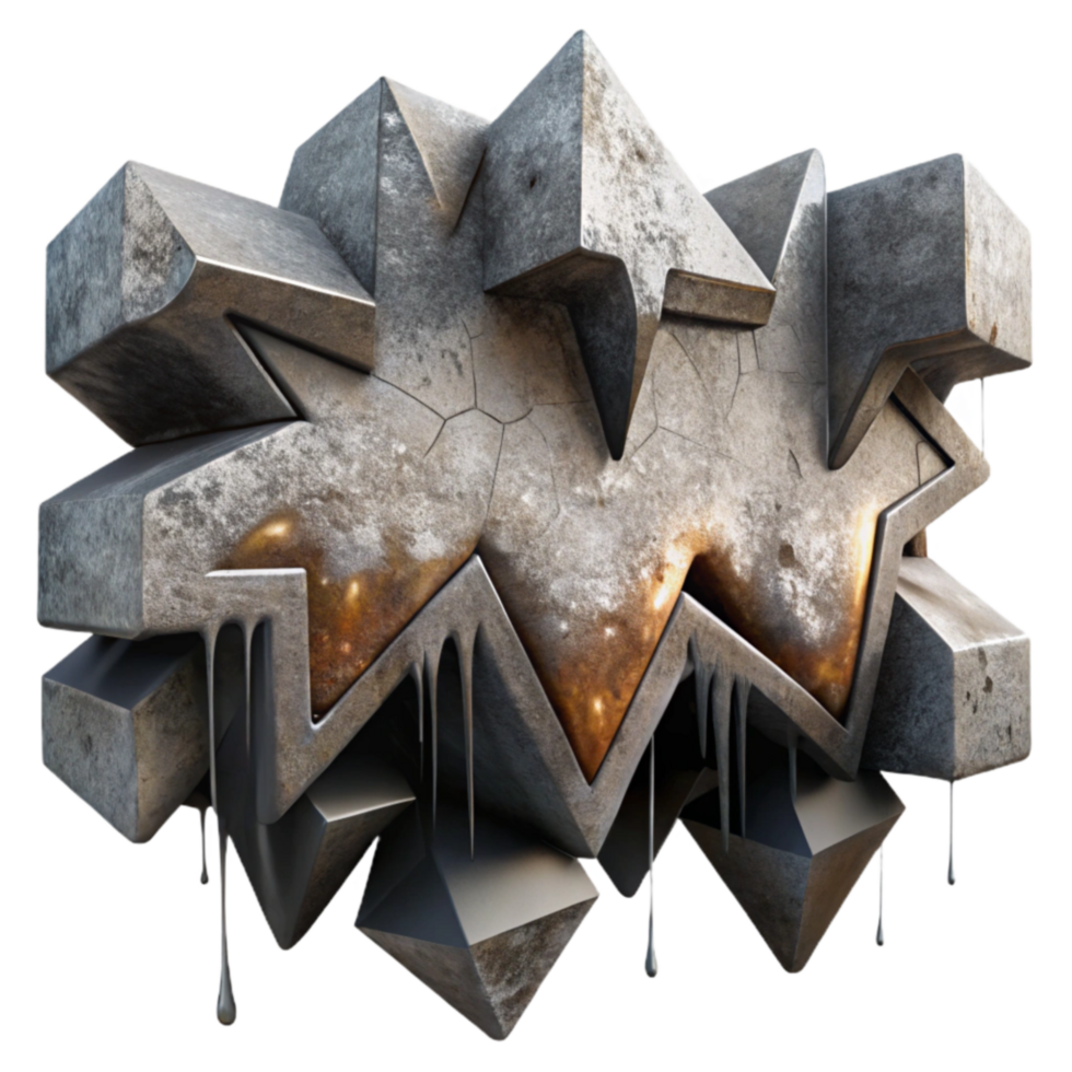 serene classic Abstract Stone Sculpture 3D Render of Dripping, Cracked, Geometric Art genuine png