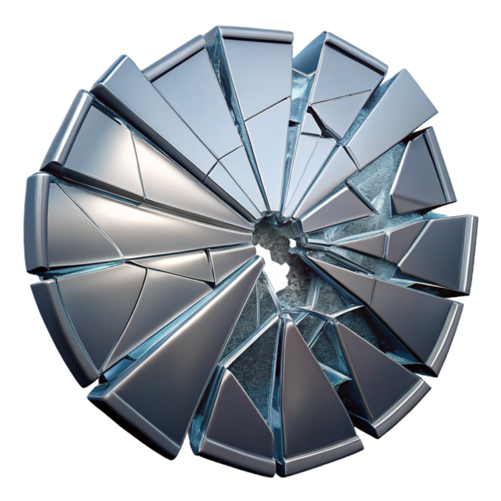 magnificent minimalist Shattered Circular Metal Abstract 3D Render detailed png