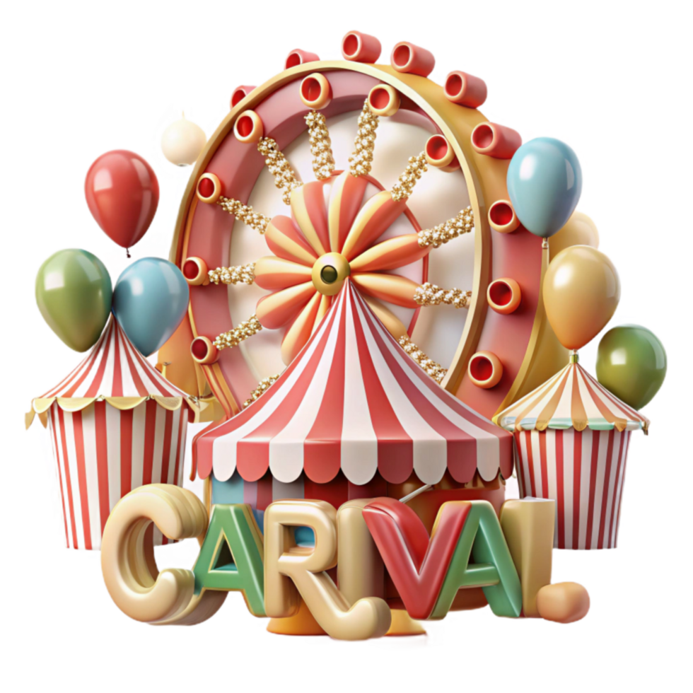 Carnival Fun Ferris Wheel, Balloons, and Festive Tents png