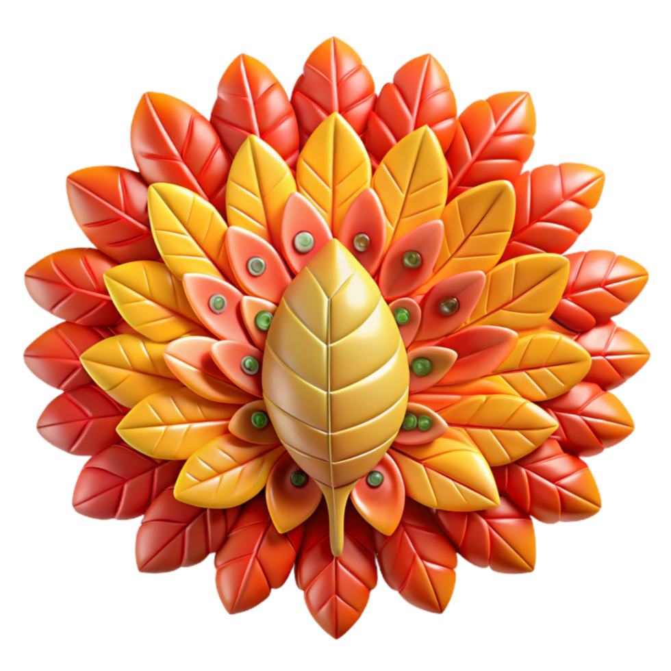 impressive abstract Autumn Leaf Design 3D Render of Fall Foliage 4K png