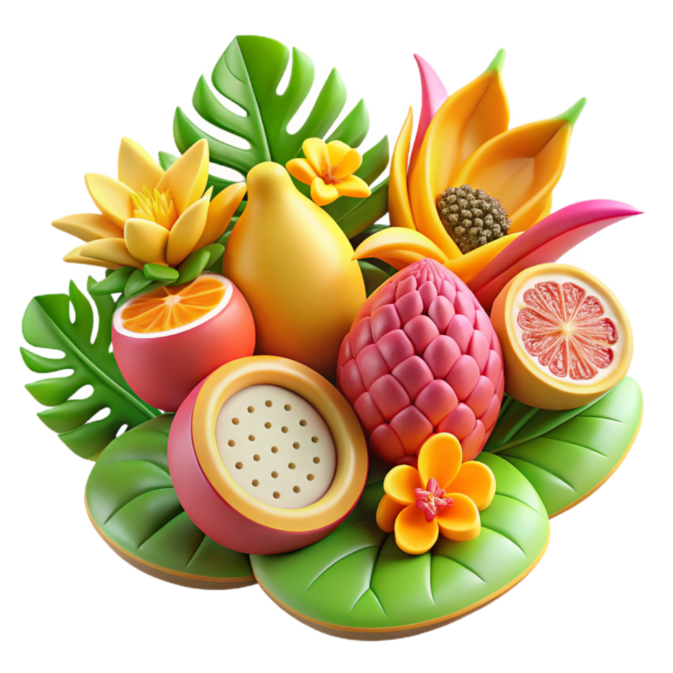 magnificent rustic Tropical Fruit Flower Still Life detailed png