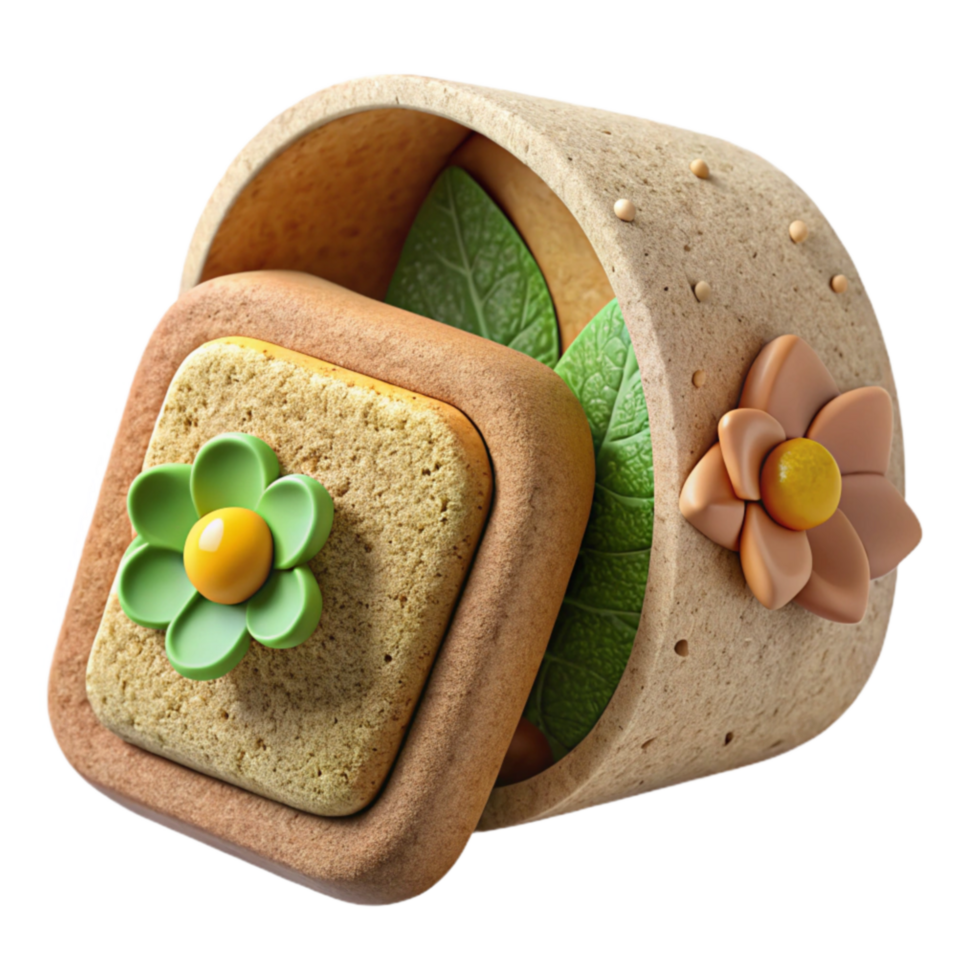 Floral Container with Decorative Cookies png