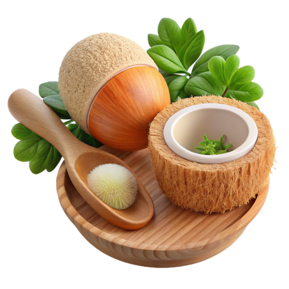 Eco-Friendly Bath Set Bamboo, Coconut, Natural Bristles png