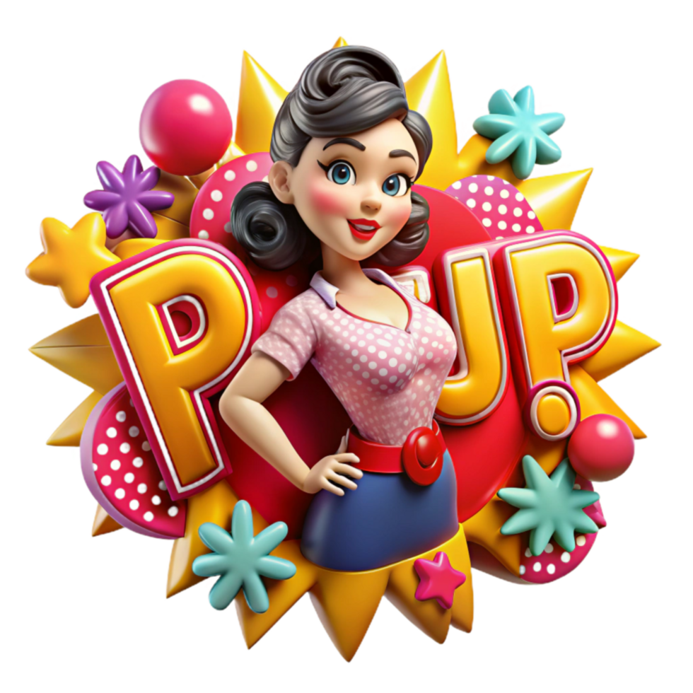 serene creative Retro Pinup Pop Art Design professional png