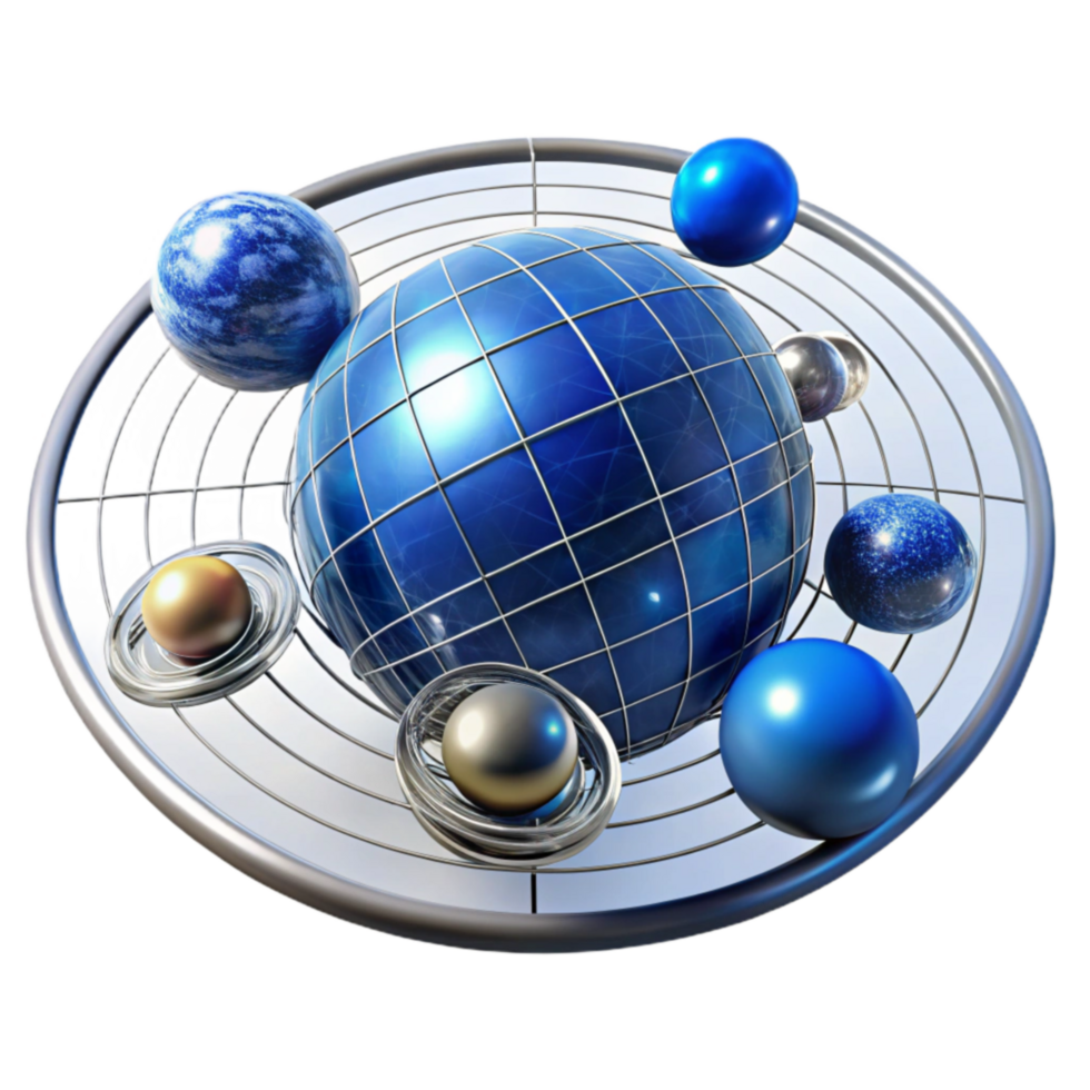 serene minimalist Global Network Sphere Interconnected Planetary System premium png
