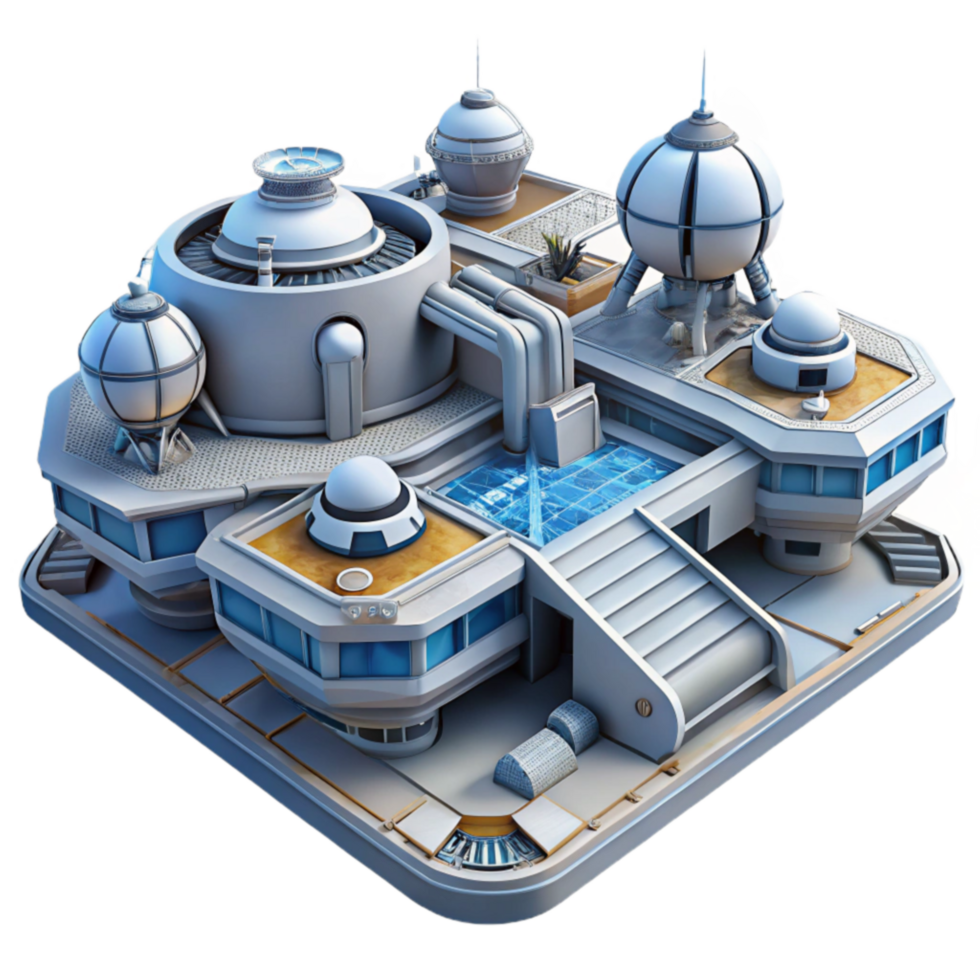 Futuristic Space Station Design Advanced Technology Architecture png