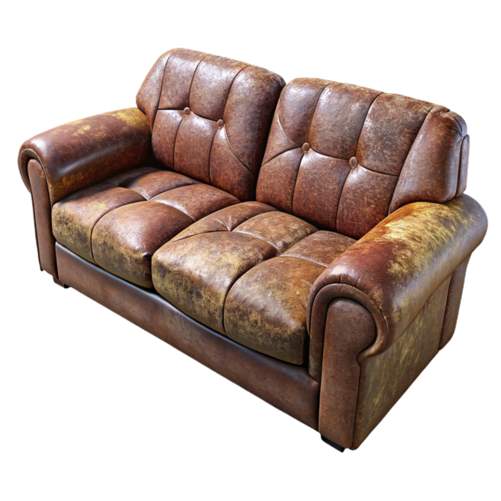 stunning classic Distressed Leather Sofa Vintage Style Three-Seater high quality png