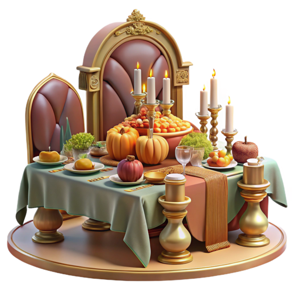 Elegant Autumn Harvest Table Setting png