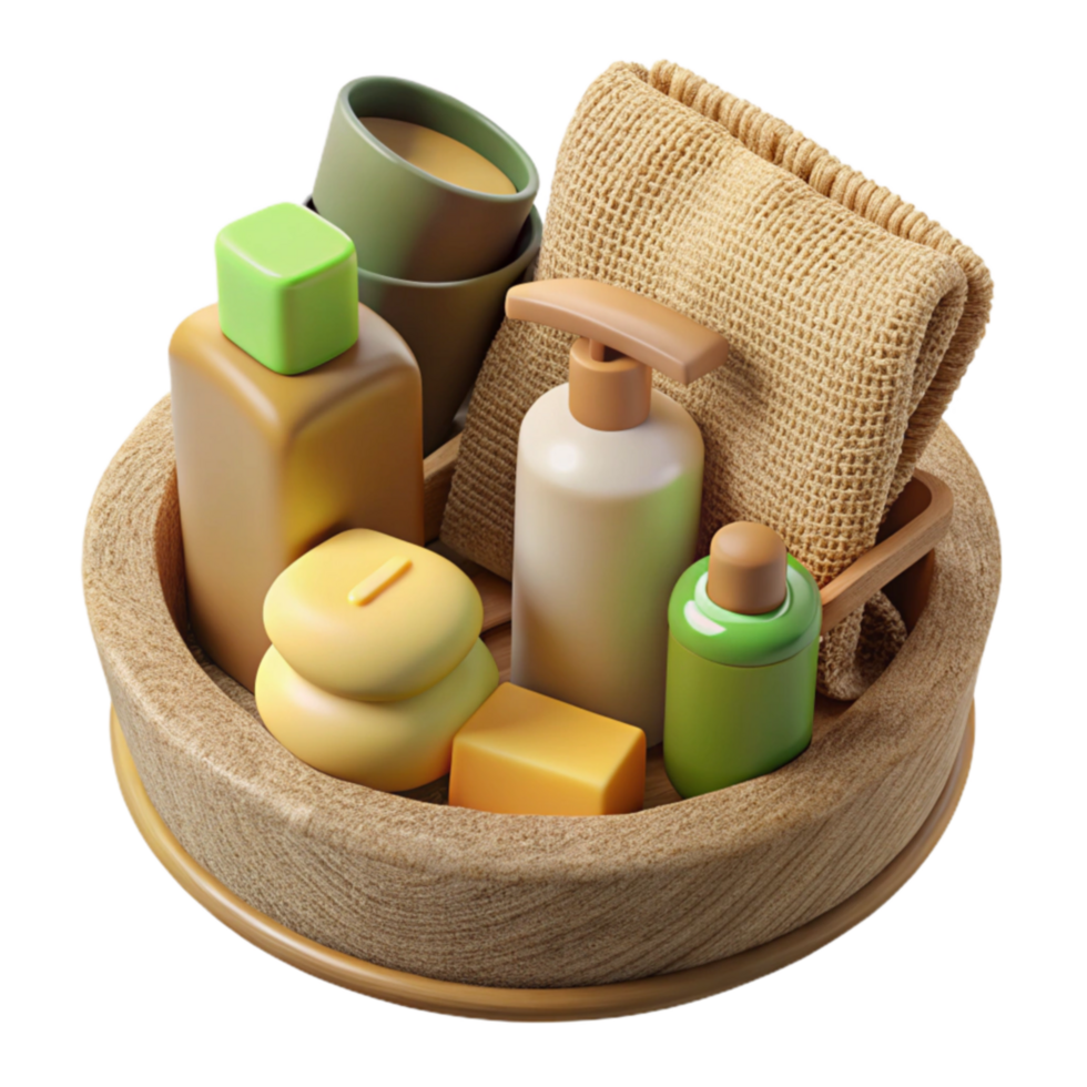wonderful artistic Spa Day Essentials Luxury Bath Set in Wooden Tray high resolution png