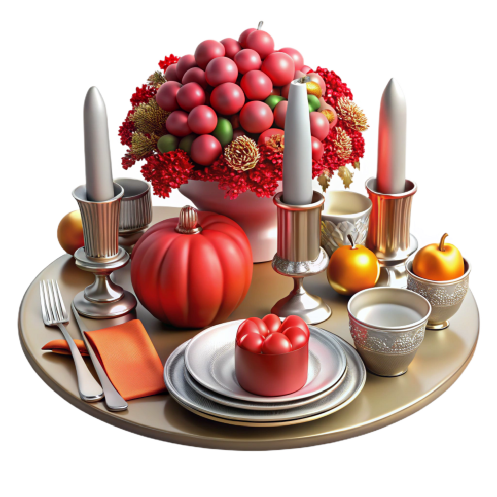 elegant creative Autumn Harvest Table Setting Elegant Fall Decor detailed png