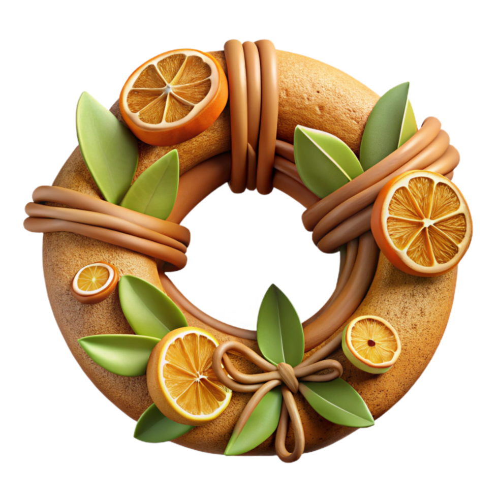 Citrus Wreath Festive Orange Brown Decor png