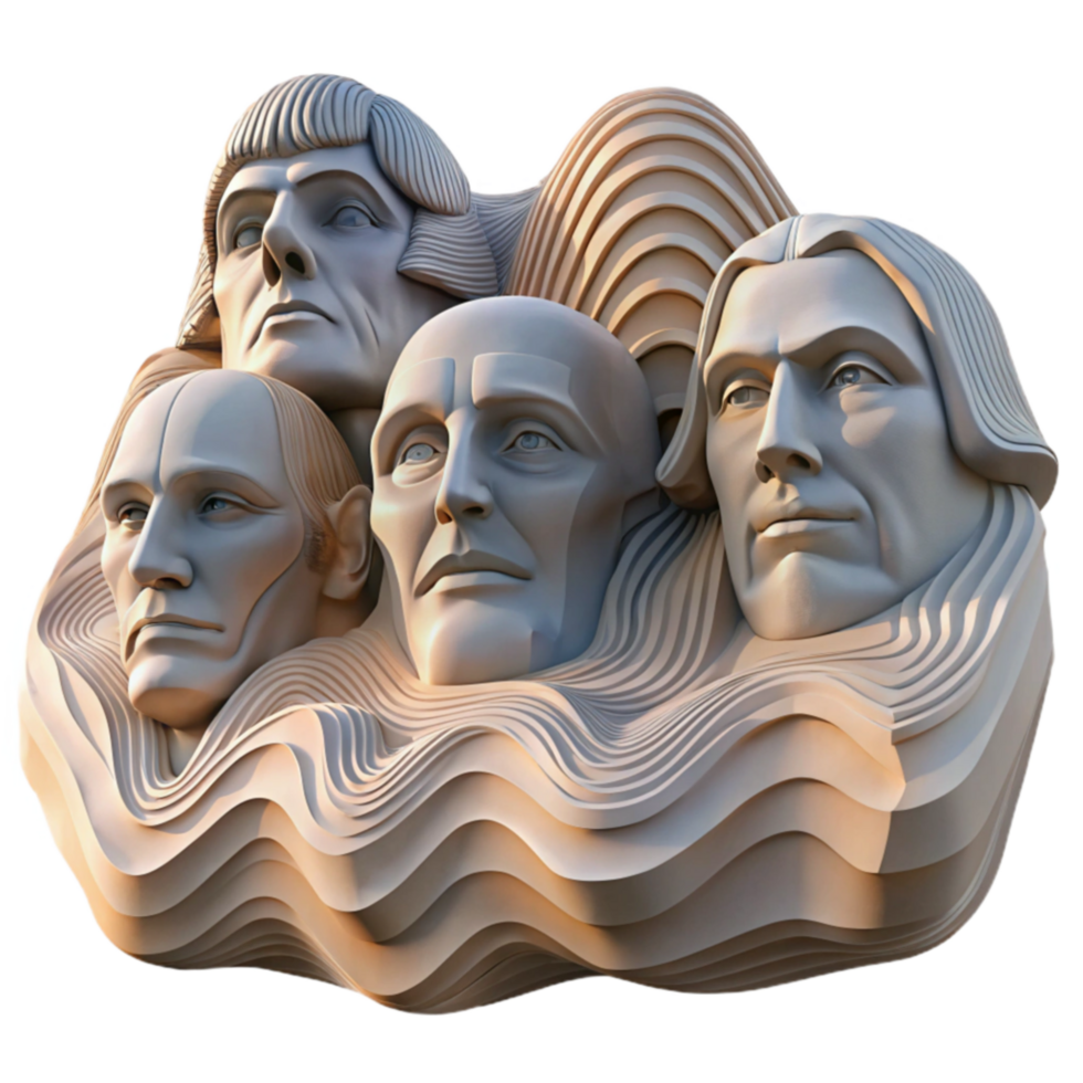 stunning classic Abstract Sculpted Faces in Wave Pattern professional png