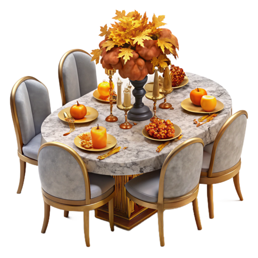 Autumn Harvest Dining Table Setting png