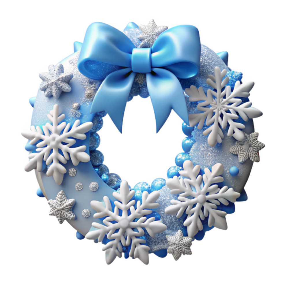 Winter Wonderland Snowflake Wreath with Bow png