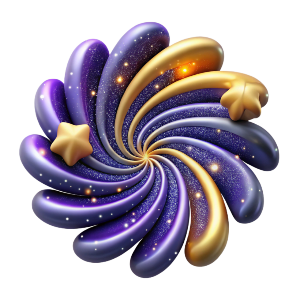 Cosmic Swirl Glittering Galaxy Design png