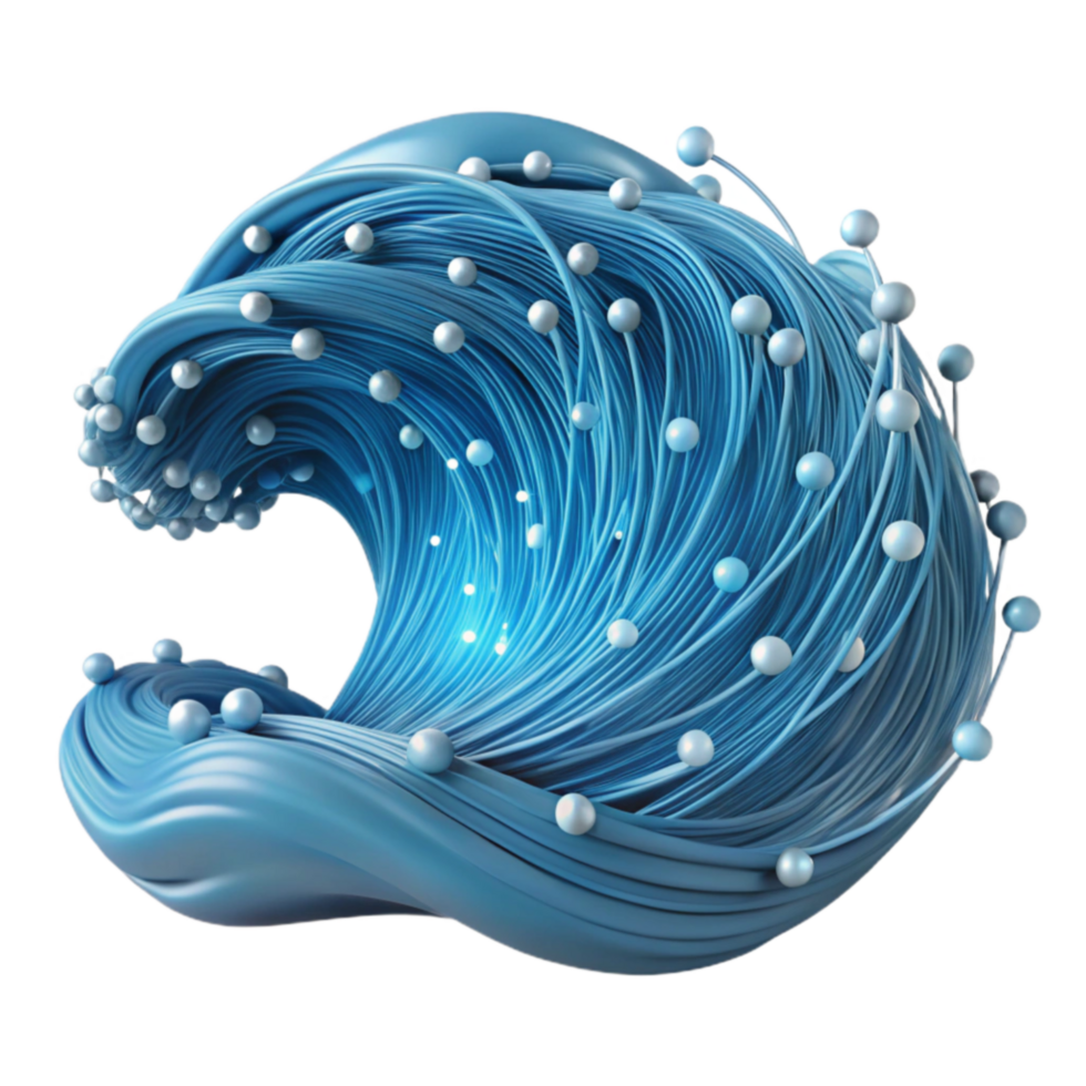 vibrant abstract Abstract Blue Wave with Embedded Spheres 3D Render exclusive png