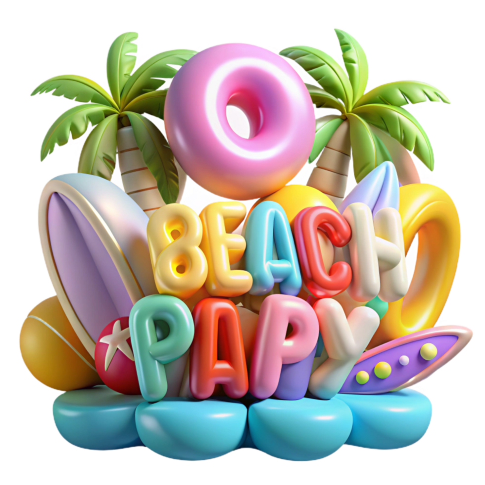 wonderful vintage Summer Beach Party Fun in the Sun genuine png