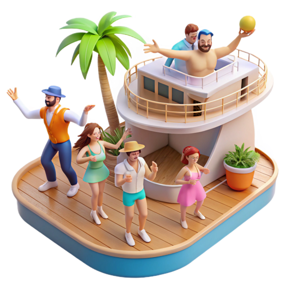 elegant modern Summer Yacht Party Tropical Fun on Deck high resolution png