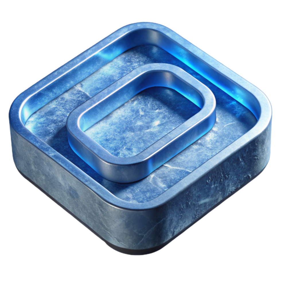 Icy Blue Nested Square Design 3D Render png