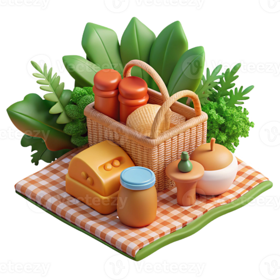 impressive artistic Delightful Outdoor Picnic Basket with Treats genuine png