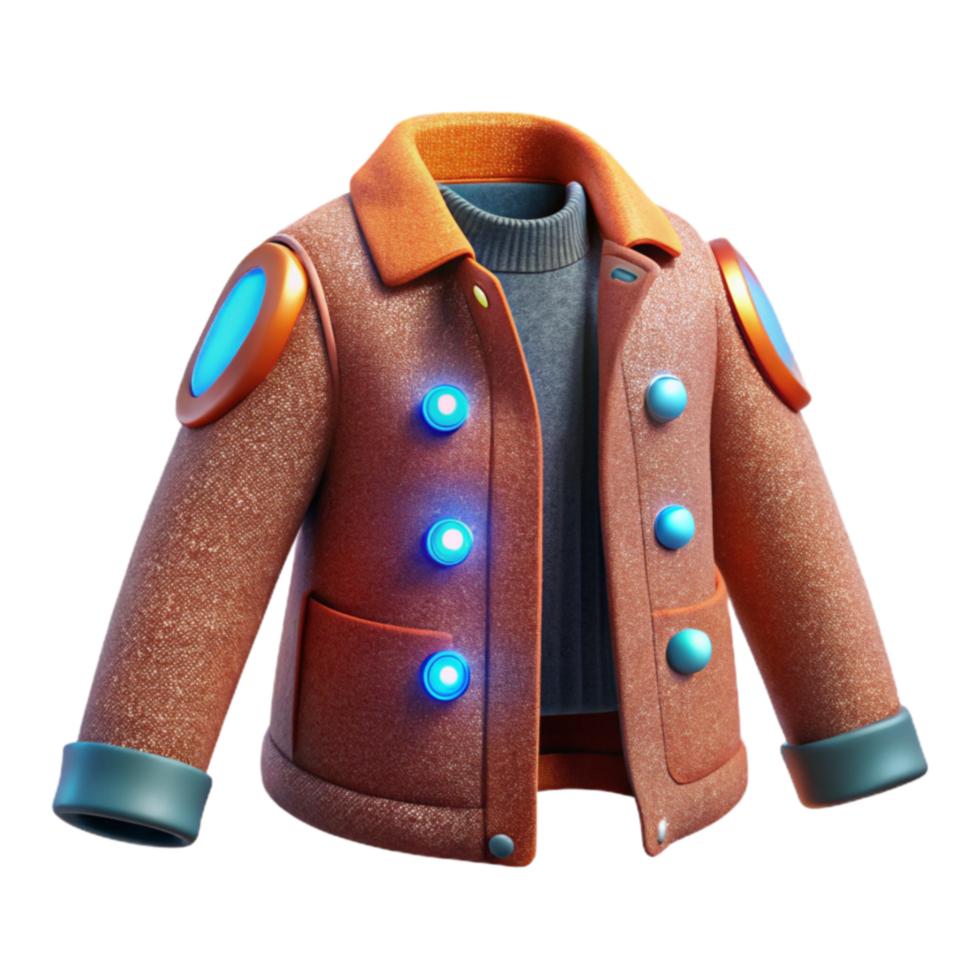 magnificent traditional Futuristic Smart Jacket Luminous Buttons, Tech Style professional png