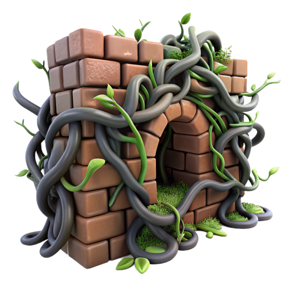 beautiful contemporary Overgrown Brick Archway 3D Render 4K png