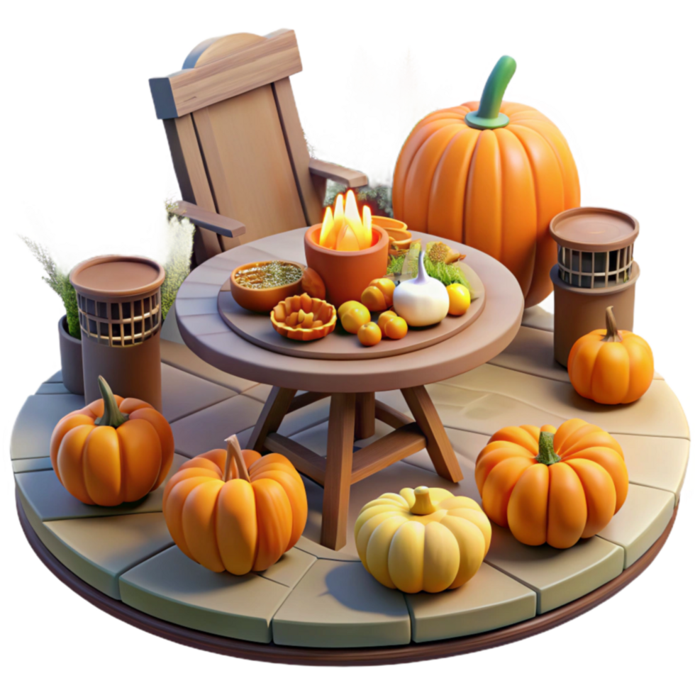 extraordinary artistic Autumn Harvest Table Pumpkins, Fall Foods, Cozy Setting premium png