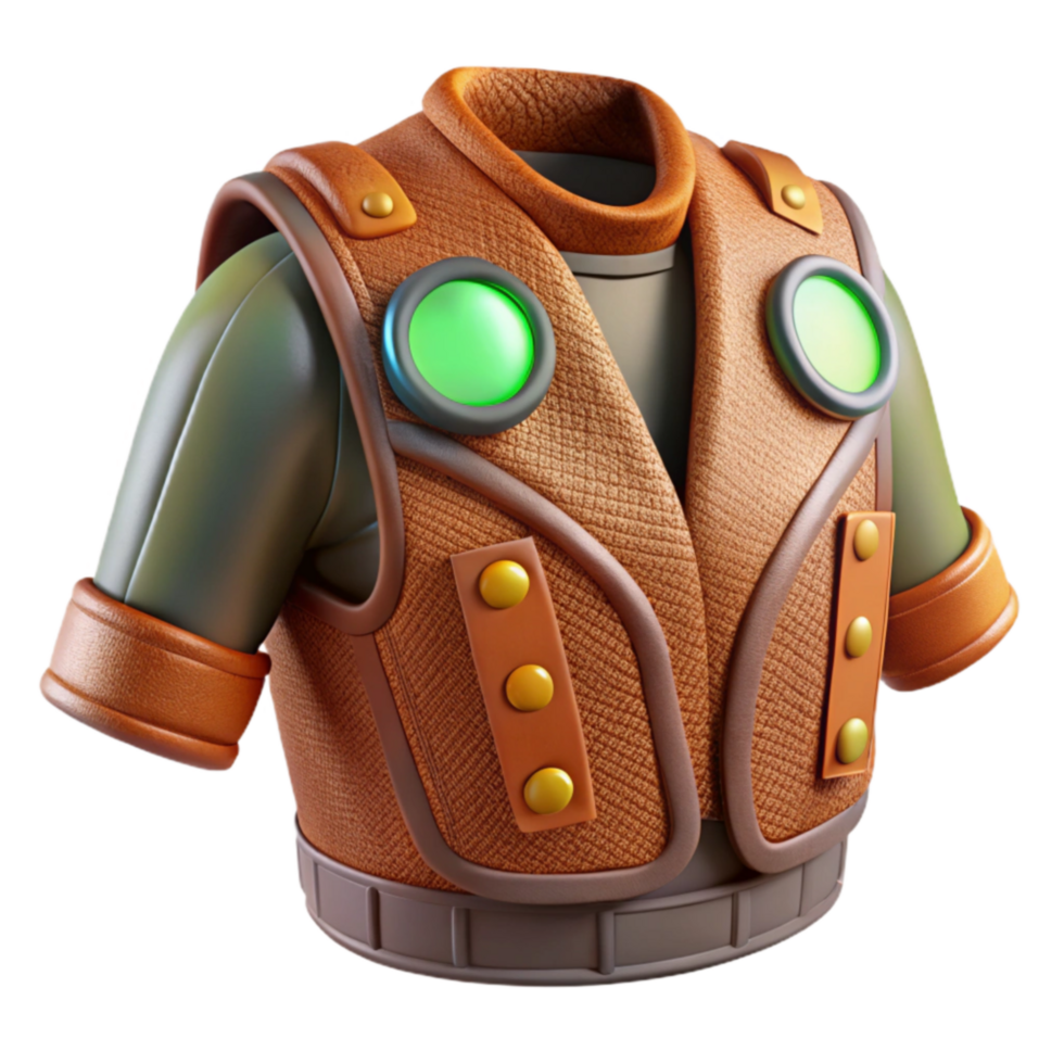 stunning abstract Steampunk Vest Futuristic Fashion, 3D Render authentic png