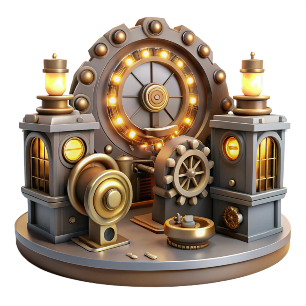 vibrant modern Steampunk Gear Clockwork Machine Illumination high quality png