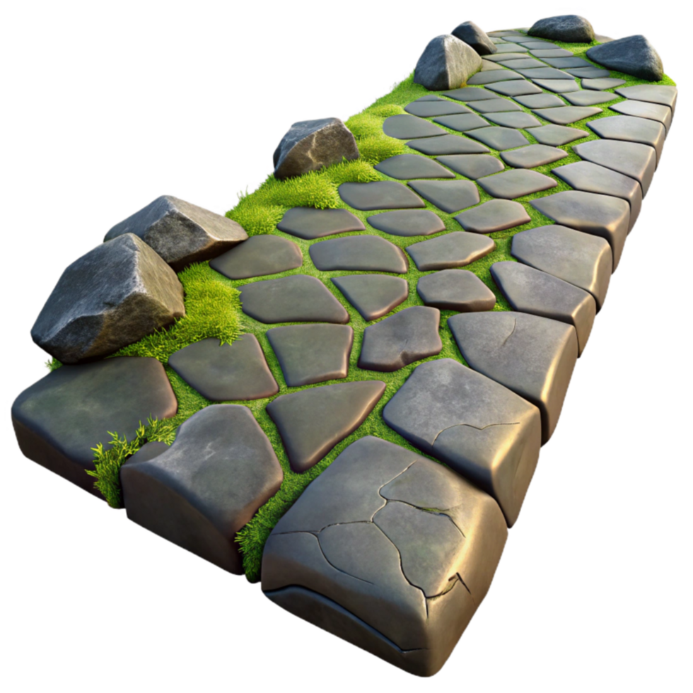 impressive artistic Cobblestone Path with Grass 3D Model Texture original png