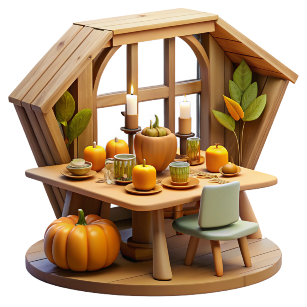 Autumn Harvest Table Setting Cozy Fall Dinner png