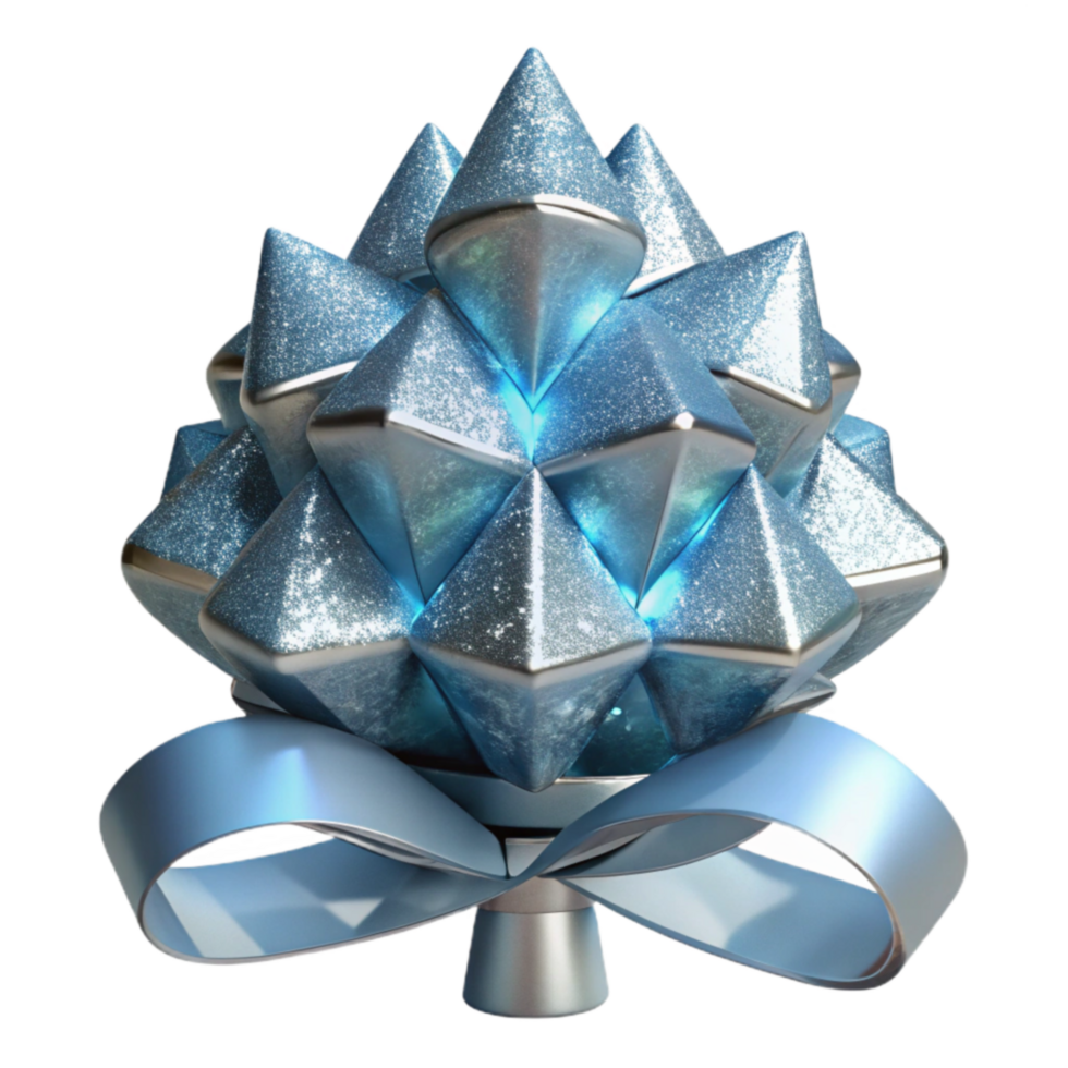 Glittering Crystal Pine Cone Ornament with Bow png