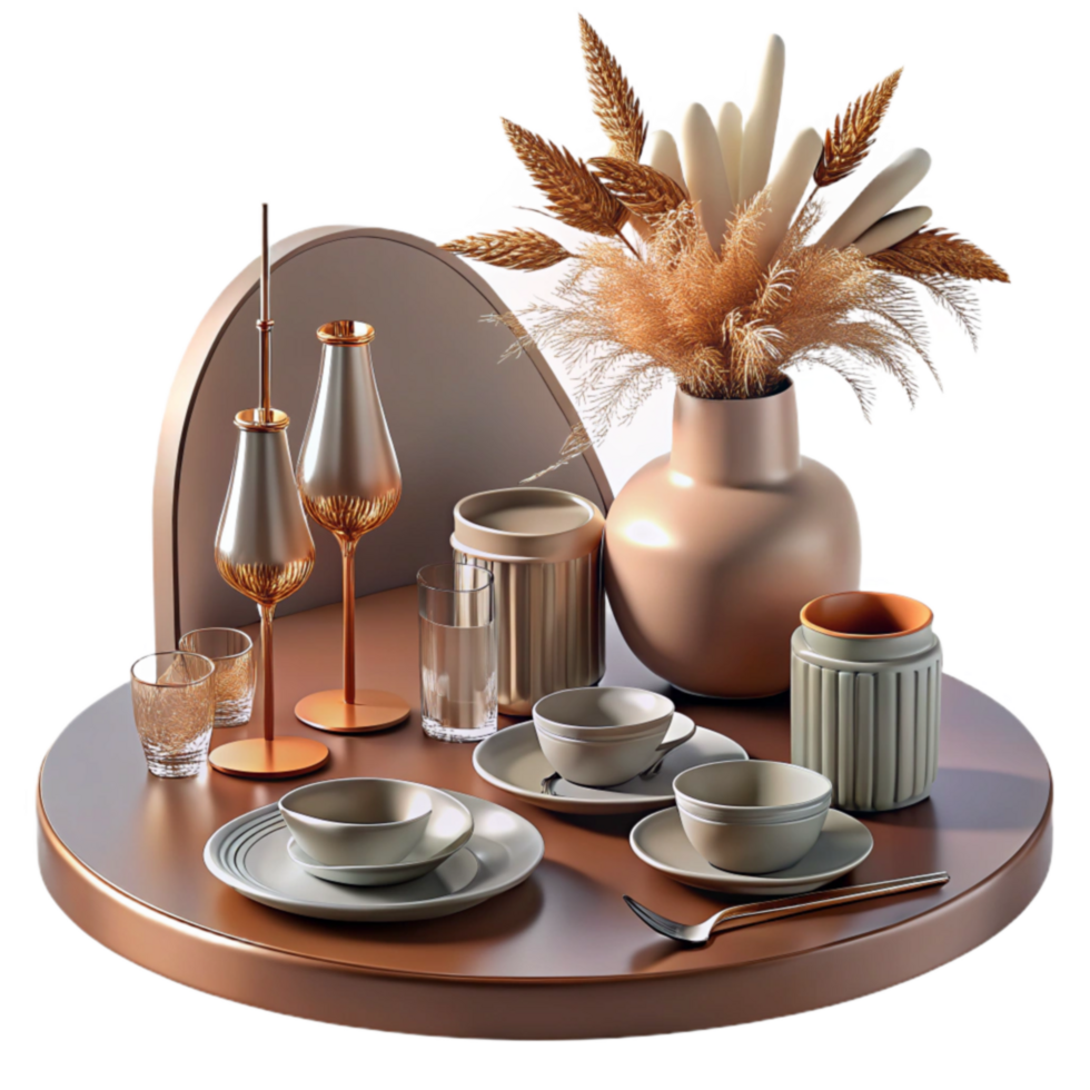 impressive classic Elegant Table Setting with Dried Flowers original png