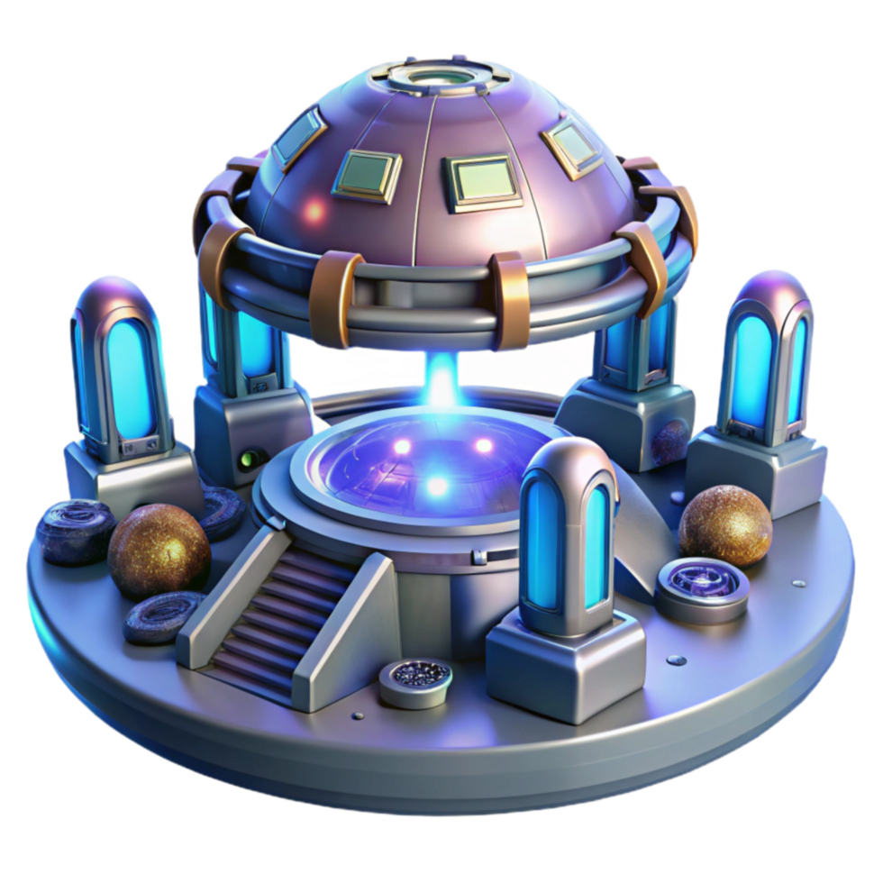 elegant abstract Futuristic Energy Shrine Glowing Orb Celestial Dome high quality png