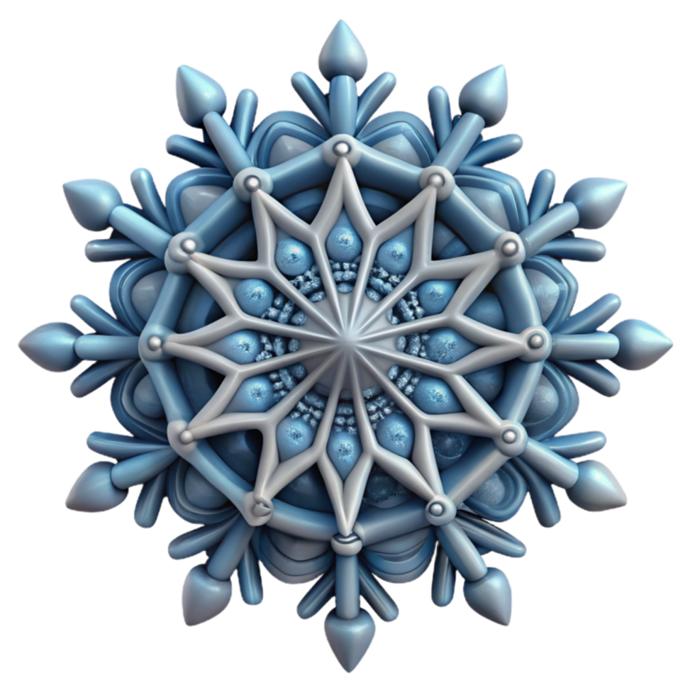 dramatic abstract Intricate 3D Snowflake Design Geometric Winter Pattern detailed png