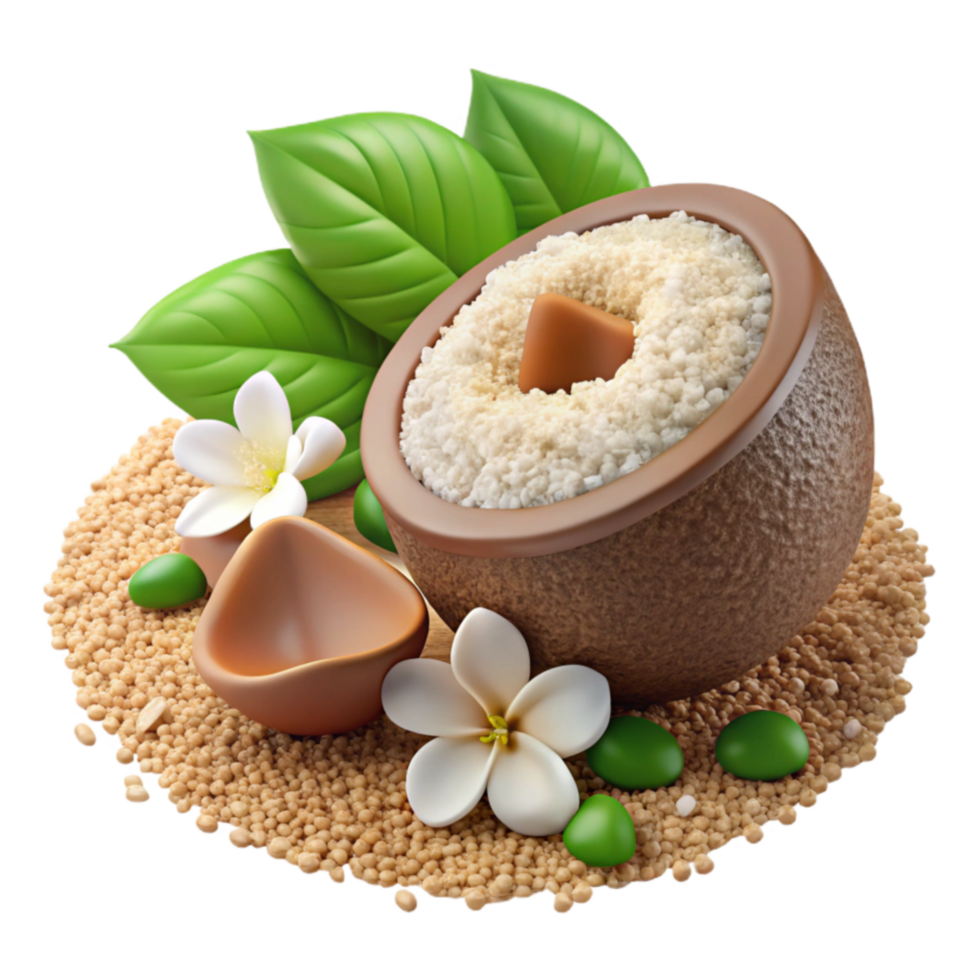 elegant classic Aromatic Salt Scrub with Flowers and Seeds detailed png