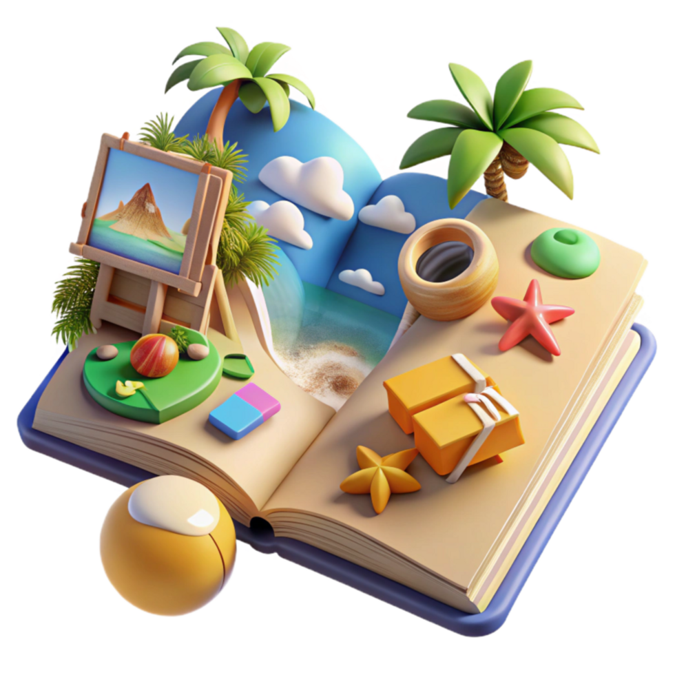 stunning creative Tropical Island Pop-up Book Creative 3D Art original png