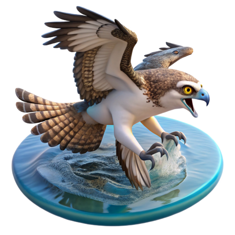 beautiful contemporary Osprey Bird 3D Render Diving for Fish high resolution png