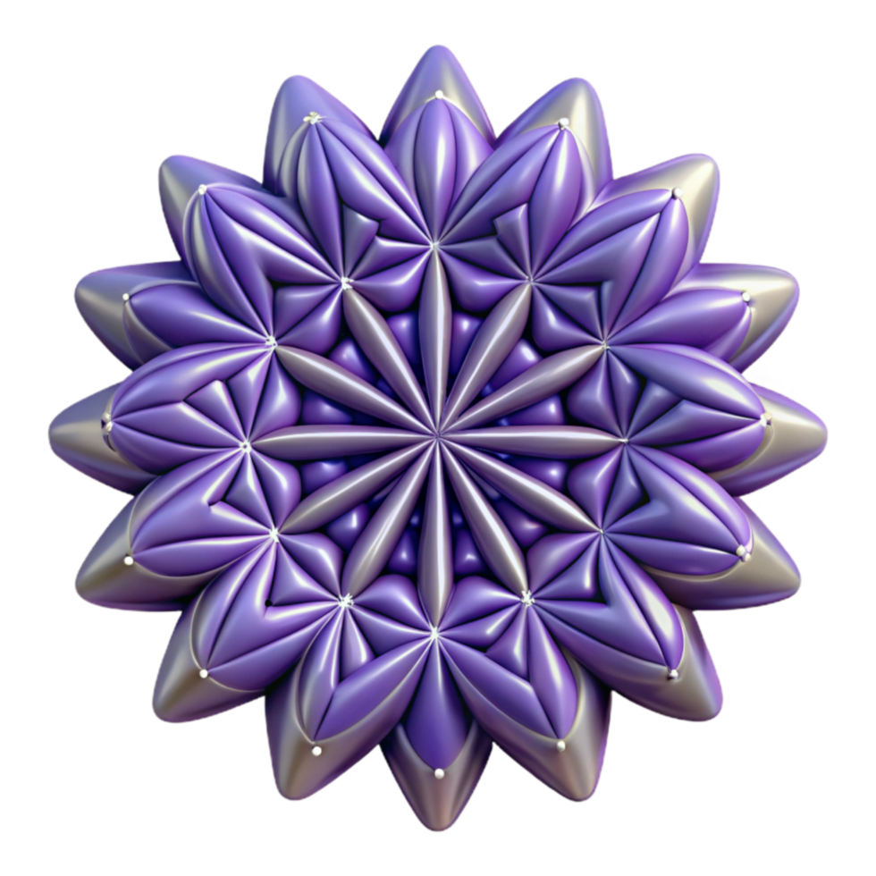 wonderful rustic Abstract Purple Geometric Mandala 3D Render high quality png