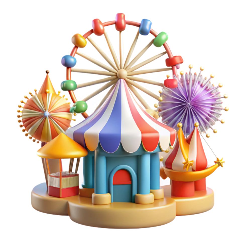 magnificent vintage Carnival Fun Rides, Games, and Festive Atmosphere detailed png